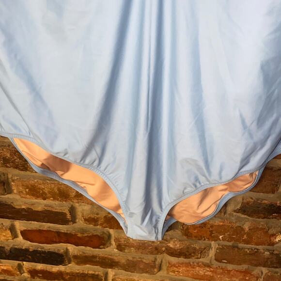 New J. Crew Baby Light Blue Plunge One-Piece Swim Bathing Suit Women's Size 24 - Picture 4 of 8